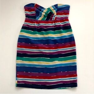 Yumi Kim Multicolor  striped 100% silk Strapless Dress size large